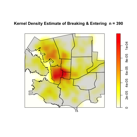 Best Kernel Density Estimate of Breaking & Entering.